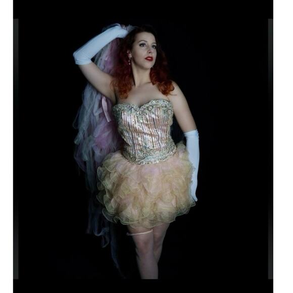 Y2K Moulin Rouge dress pink ruffle - Picture 10 of 12